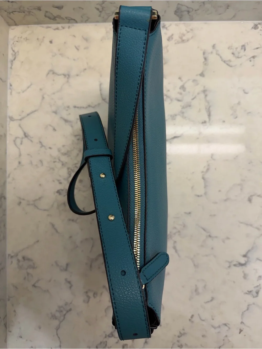 Pierre Cardin Paris Genuine Cow Leather Teal Hobo Shoulder Bag NWOT